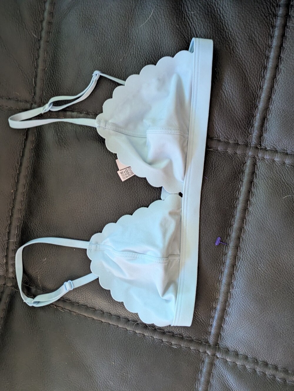 Scalloped Light Blue Swimsuit Top